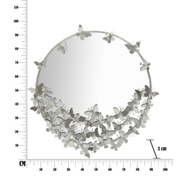 ROUND SILVER BUTTERFLY MIRROR