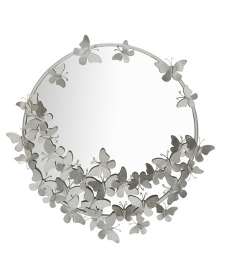 ROUND SILVER BUTTERFLY MIRROR