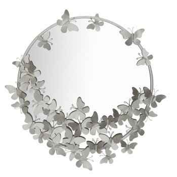 ROUND SILVER BUTTERFLY MIRROR