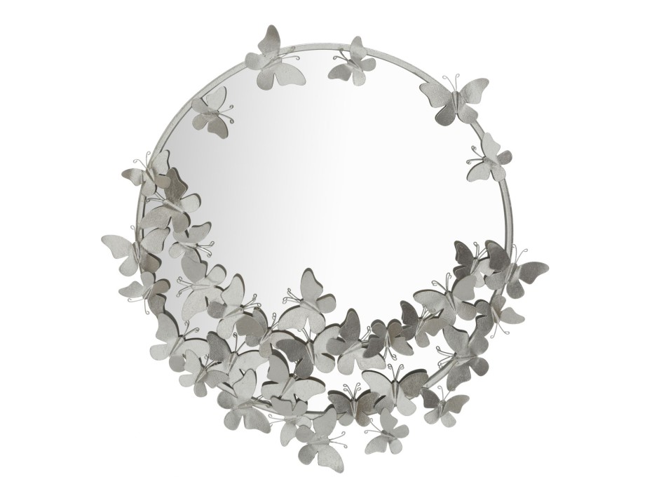 ROUND SILVER BUTTERFLY MIRROR