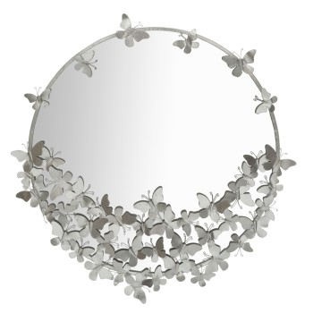 ROUND SILVER BUTTERFLY MIRROR