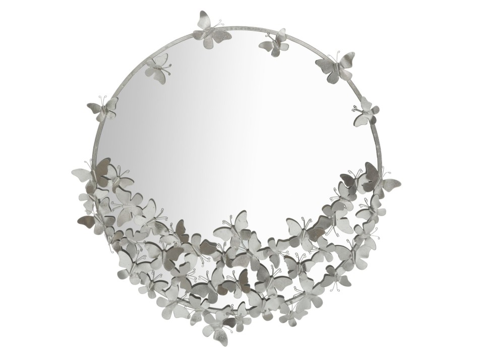 ROUND SILVER BUTTERFLY MIRROR