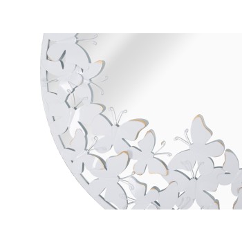 WHITE BUTTERFLY ROUND MIRROR