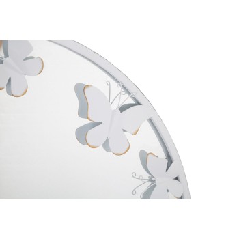 WHITE BUTTERFLY ROUND MIRROR