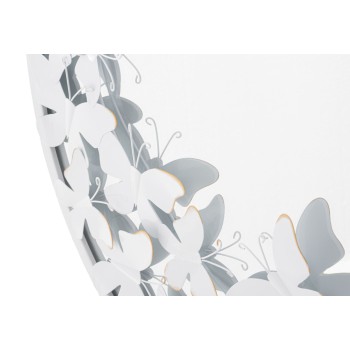 WHITE BUTTERFLY ROUND MIRROR