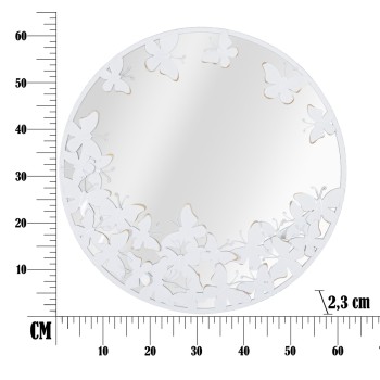 WHITE BUTTERFLY ROUND MIRROR