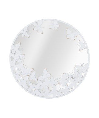 WHITE BUTTERFLY ROUND MIRROR