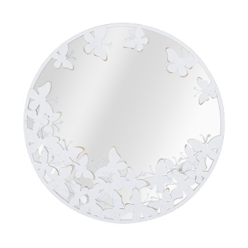 WHITE BUTTERFLY ROUND MIRROR