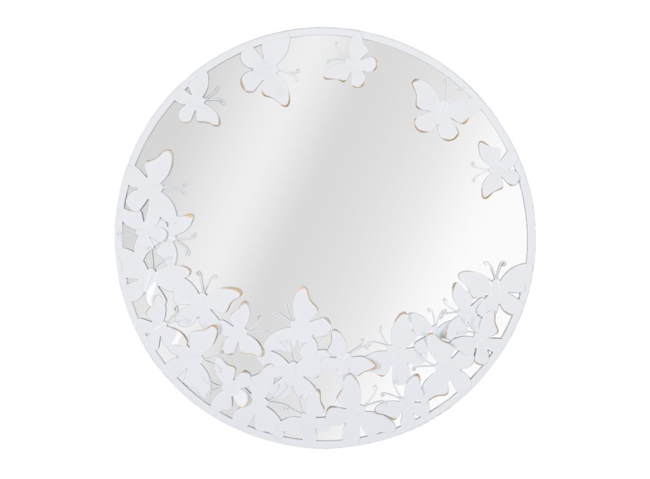 WHITE BUTTERFLY ROUND MIRROR