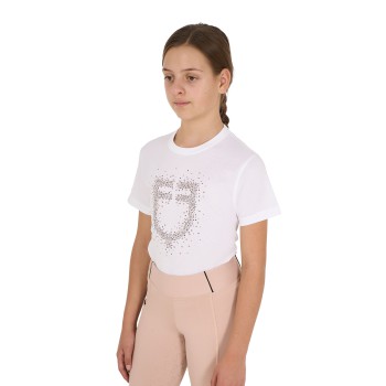 SLIM FIT GIRL T-SHIRT WITH PINK GLITTER LOGO