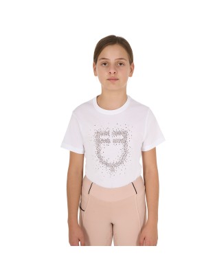 SLIM FIT GIRL T-SHIRT WITH PINK GLITTER LOGO