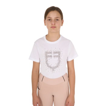 SLIM FIT GIRL T-SHIRT WITH PINK GLITTER LOGO