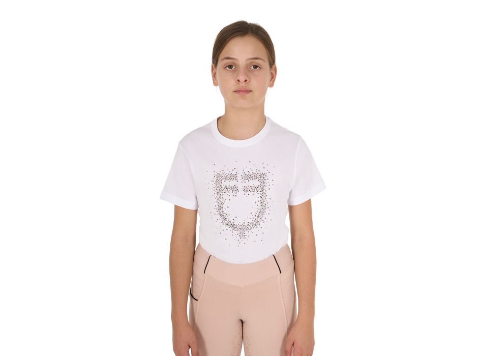 SLIM FIT GIRL T-SHIRT WITH PINK GLITTER LOGO