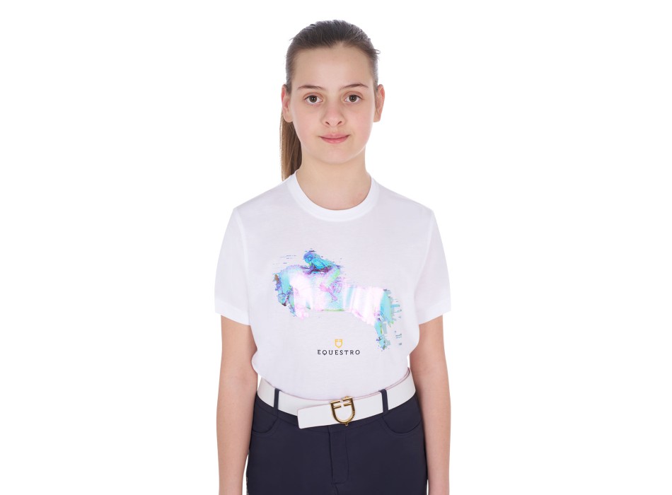 SLIM FIT GIRL'S T-SHIRT WITH JUMP PRINT