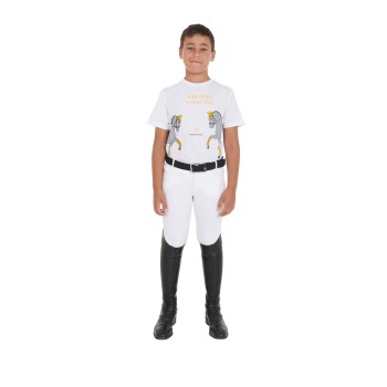 SLIM FIT CHILDREN'S T-SHIRT WITH DRESSAGE PRINT