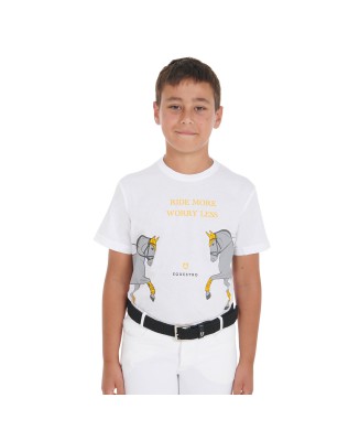 SLIM FIT CHILDREN'S T-SHIRT WITH DRESSAGE PRINT