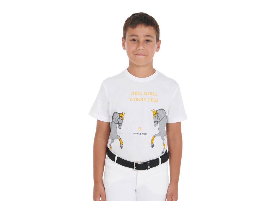 SLIM FIT CHILDREN'S T-SHIRT WITH DRESSAGE PRINT