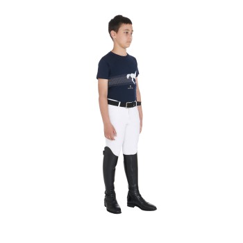 SLIM FIT CHILD T-SHIRT WITH RACING HORSE PRINT