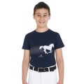 SLIM FIT CHILD T-SHIRT WITH RACING HORSE PRINT