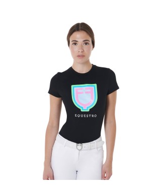 SLIM FIT WOMEN'S T-SHIRT WITH PSYCHEDELIC LOGO