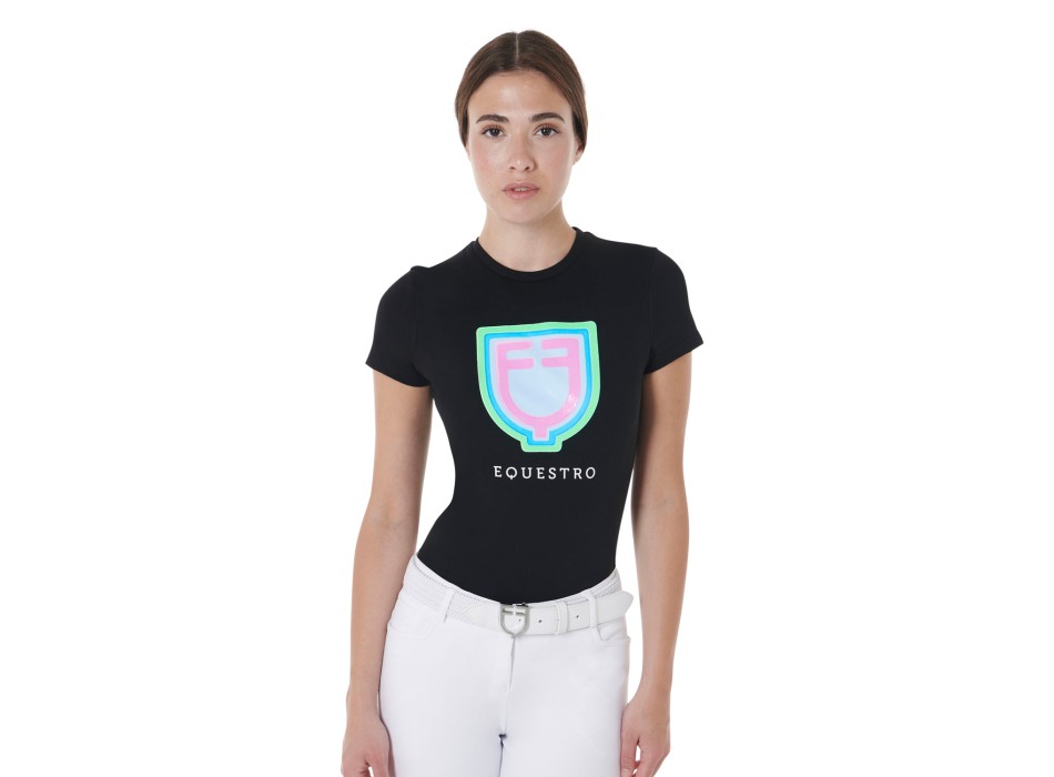 SLIM FIT WOMEN'S T-SHIRT WITH PSYCHEDELIC LOGO