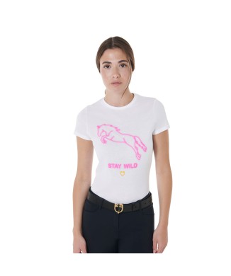 SLIM FIT WOMEN'S T-SHIRT WITH STAY WILD PRINT