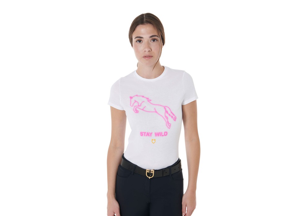 SLIM FIT WOMEN'S T-SHIRT WITH STAY WILD PRINT