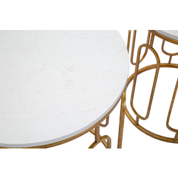 TORY MARBLE TABLES, PAIR