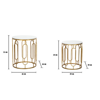 TORY MARBLE TABLES, PAIR