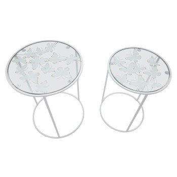 WHITE HEART COFFEE TABLES, PAIR