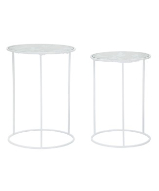 WHITE HEART COFFEE TABLES, PAIR