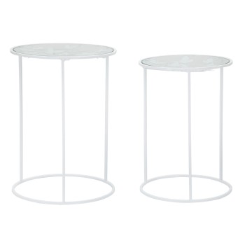 WHITE HEART COFFEE TABLES, PAIR