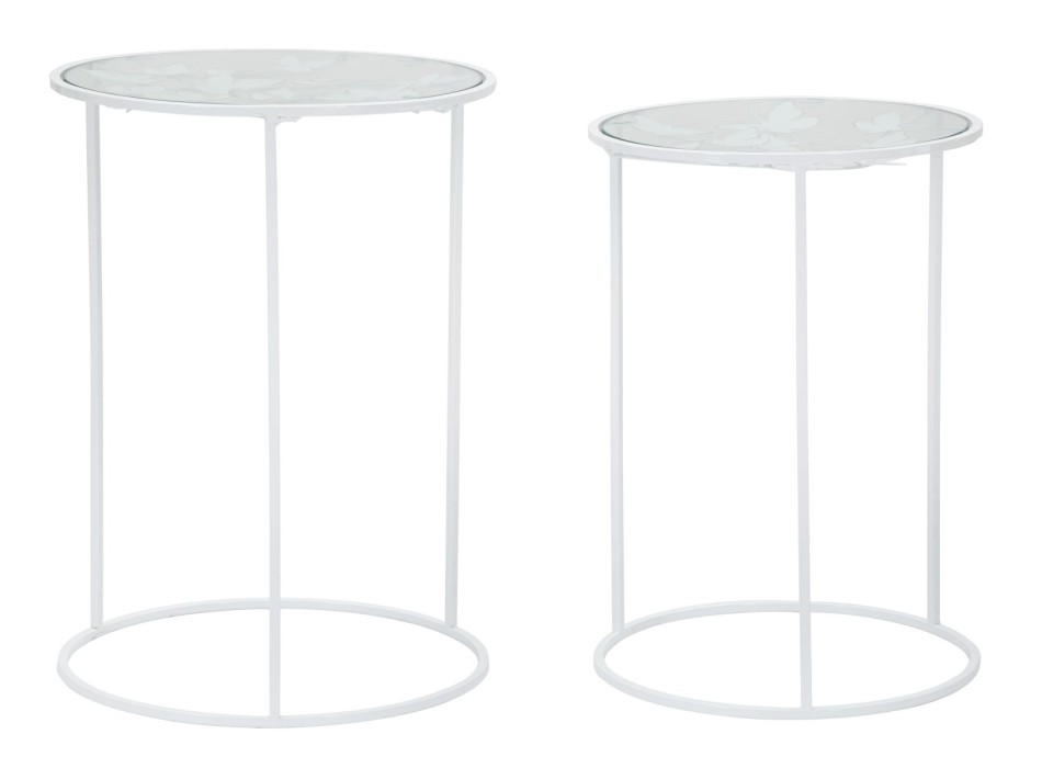 WHITE HEART COFFEE TABLES, PAIR