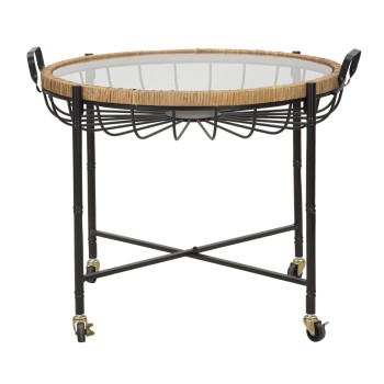 CEBU TABLE WITH GLASS AND WHEELS