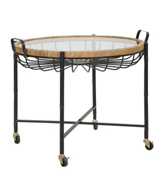 CEBU TABLE WITH GLASS AND WHEELS