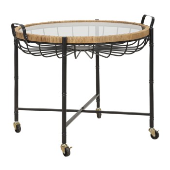 CEBU TABLE WITH GLASS AND WHEELS