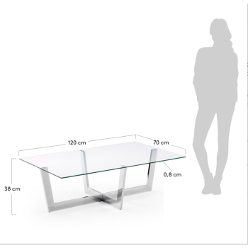 Plam coffee table 120 x 70 cm Fume gray black glass