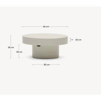 Aiguablava round coffee table in white concrete Ø 66 cm