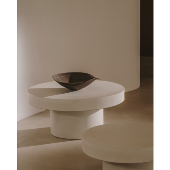 Aiguablava round coffee table in white concrete Ø 66 cm