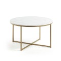 Sheffield coffee table in white marble and gold finish steel legs Ø 80 cm