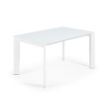 Axis extendable table in white glass and white glass legs 200cm