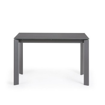 Axis extendable table in white glass and white glass legs