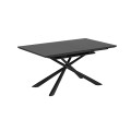 Theone extendable table in glass and black finish steel legs 160 (210) x 90 cm