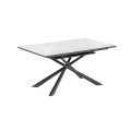 Theone extendable table in white porcelain with steel legs and black finish 160 (210)x90 cm