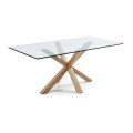 Argo glass table and transparent glass effect steel legs