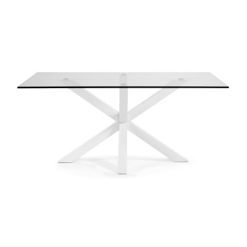 Argo table in glass and steel legs with Transparent finish 180 cm