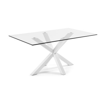 Argo table in glass and steel legs with Transparent finish 180 cm