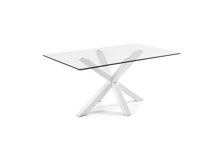 Argo table in glass and steel legs with Transparent finish 180 cm