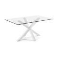 Argo table in glass and steel legs with Transparent finish 180 cm