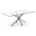 Argo table in glass and stainless steel legs 160 cm